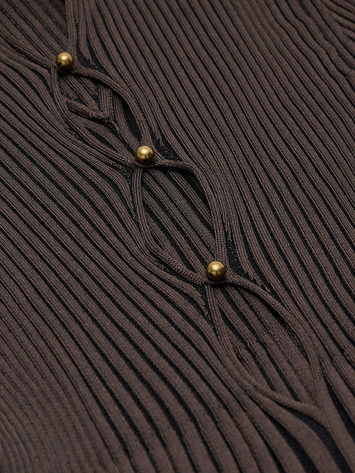 Maglia Plissé in Viscosa Marrone Bottega Veneta