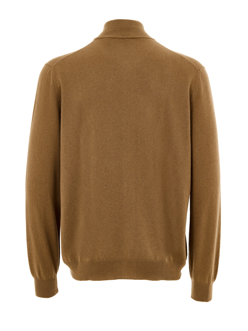 Maglione Lupetto con Mezza Zip in Lana Marrone Gran Sasso
