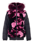 Giubbino Bomber Nero con Inserti in  Pelo Multicolor Moose Knuckles