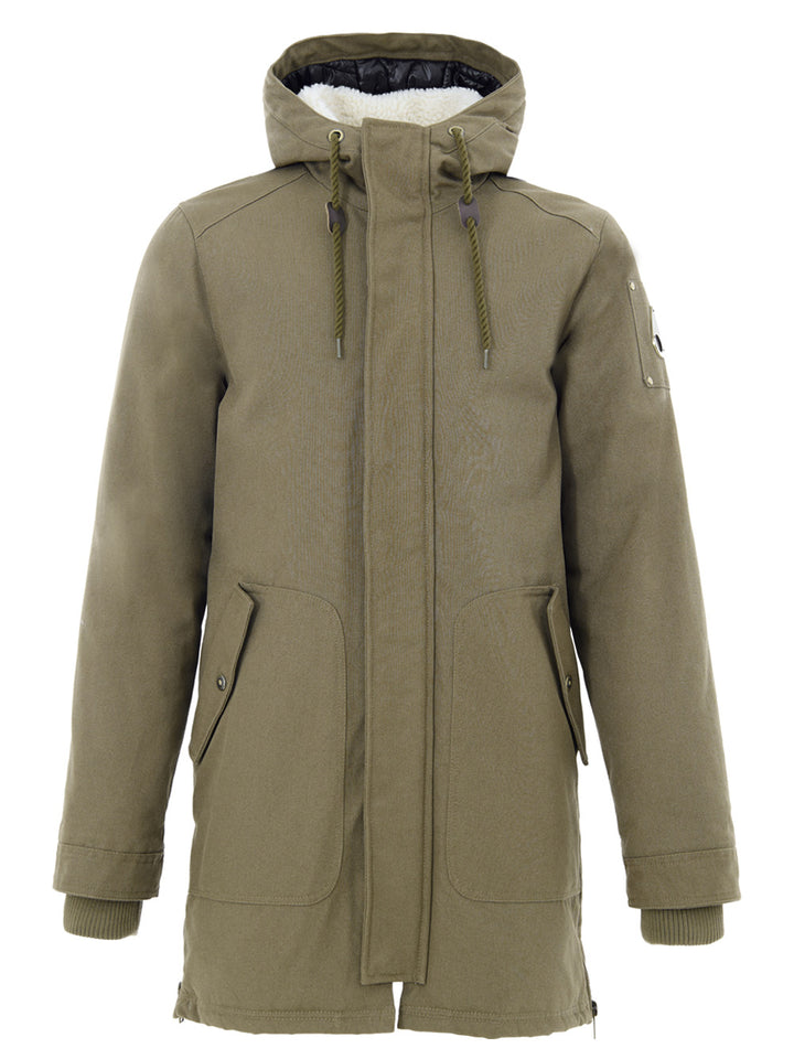 Giubbino Parka Verde Lungo in Tessuto con Tasconi Moose Knuckles