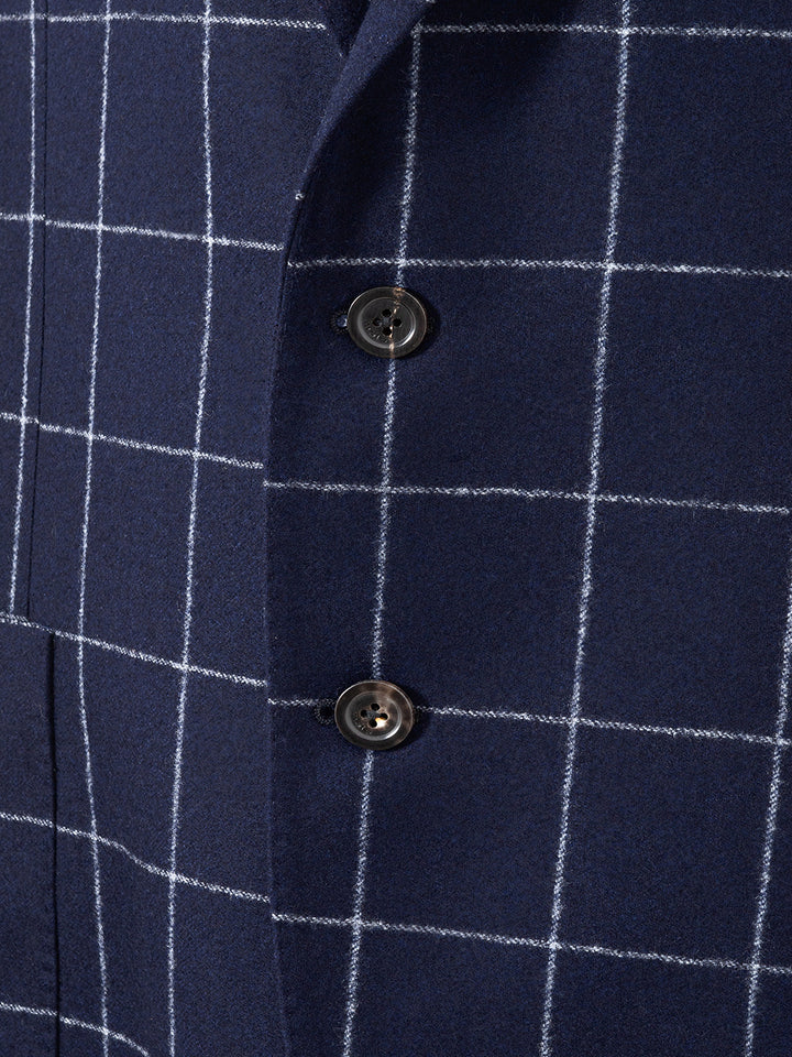 Blue wool jacket with contrasting checks