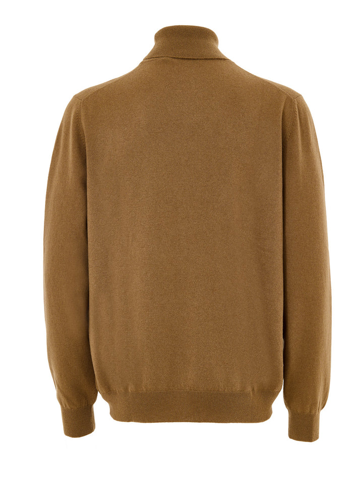 Maglione Dolcevita Marrone in Lana Sottile Gran Sasso