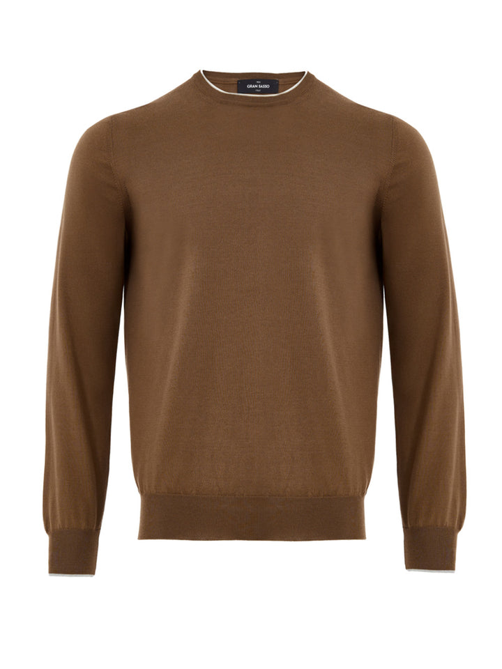 Maglia Girocollo Marrone in Misto Seta Gran Sasso