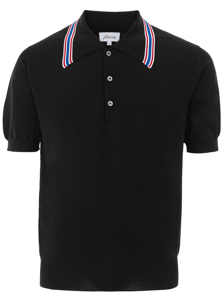 Brioni Black Wool Polo