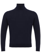 Navy Blue Cashmere and Silk Turtleneck Colombo