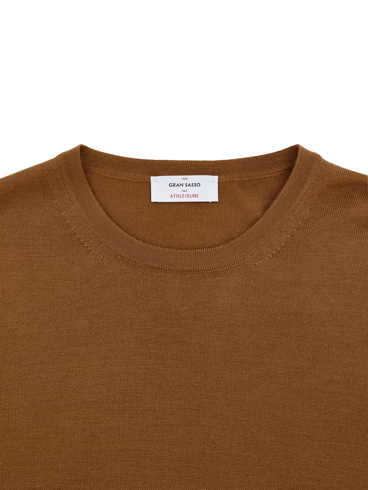 Maglione Girocollo Marrone in Lana Sottile Gran Sasso