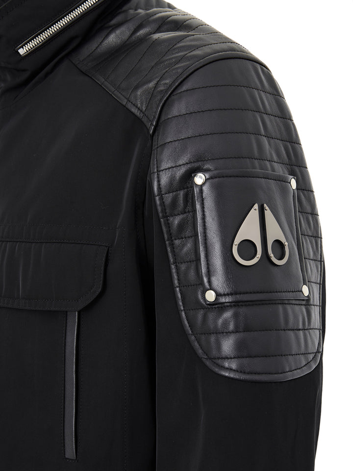 Biker Jacket in Tessuto Tecnico Nero Moose Knuckles