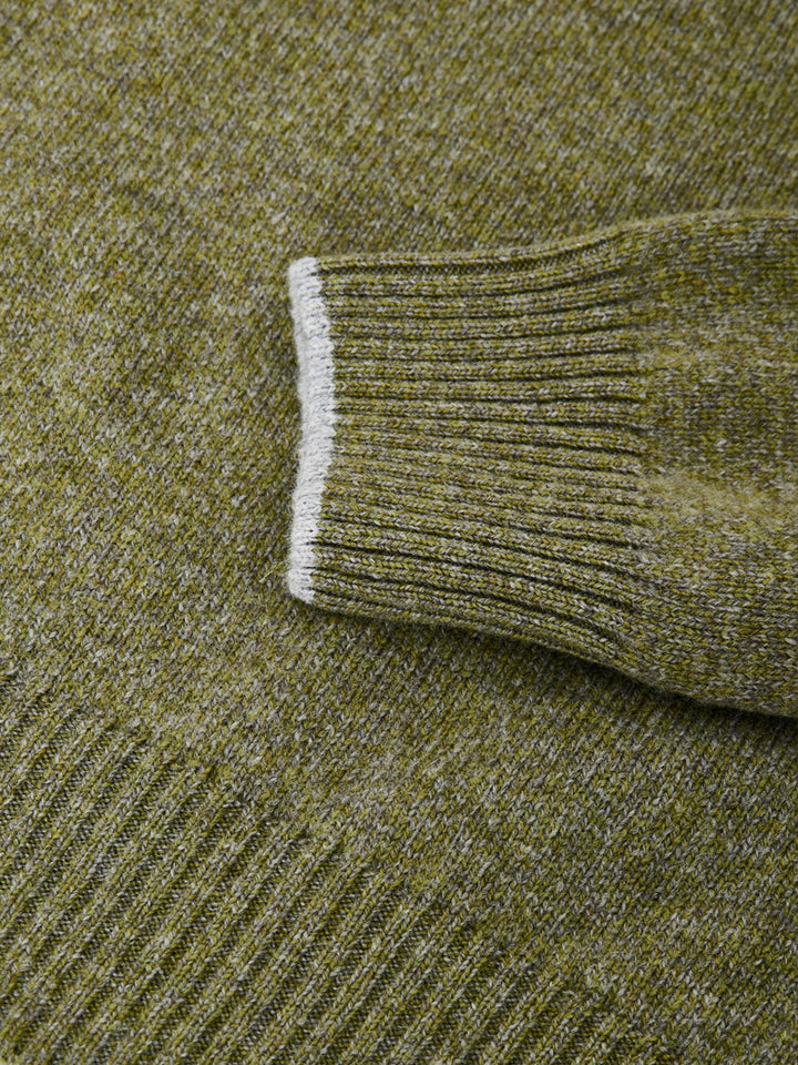 Maglione Lupetto con Mezza Zip in Lana Verde Gran Sasso