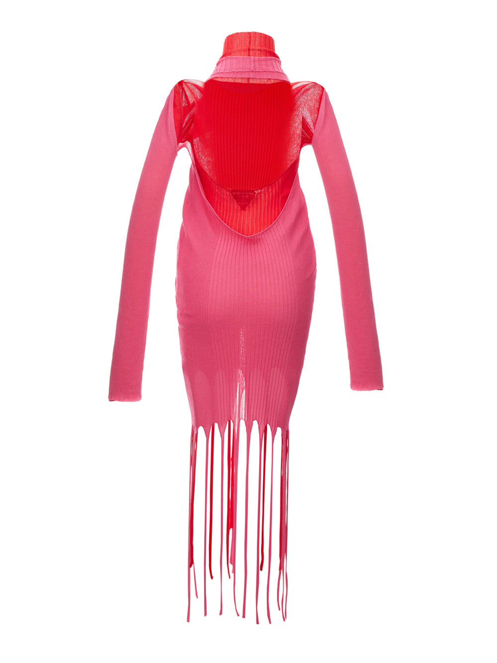 Abito Lungo in Maglia Stretch con Frange Bottega Veneta