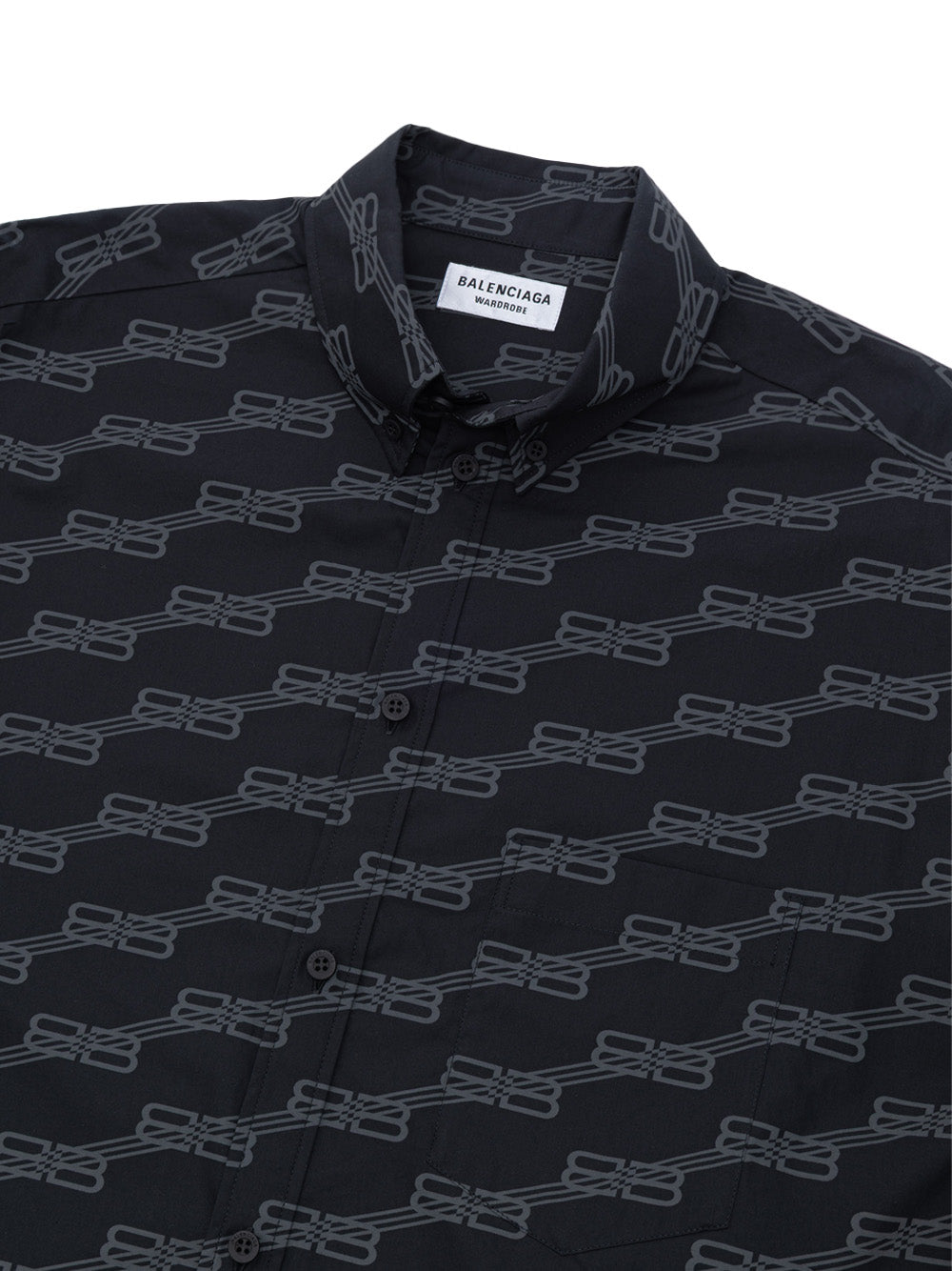 Camicia Manica Corta con Logo Allover Balenciaga
