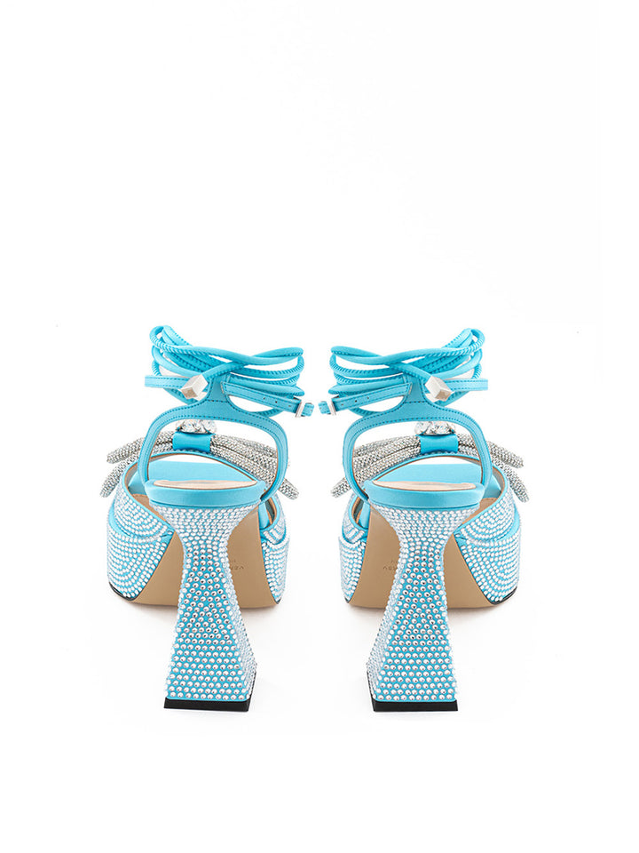 Light Blue Plateau Sandals with Double Bow Crystals Mach &amp; Mach