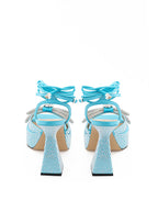Sandali Plateau Azzurro con Cristalli Doppio Fiocco Mach & Mach