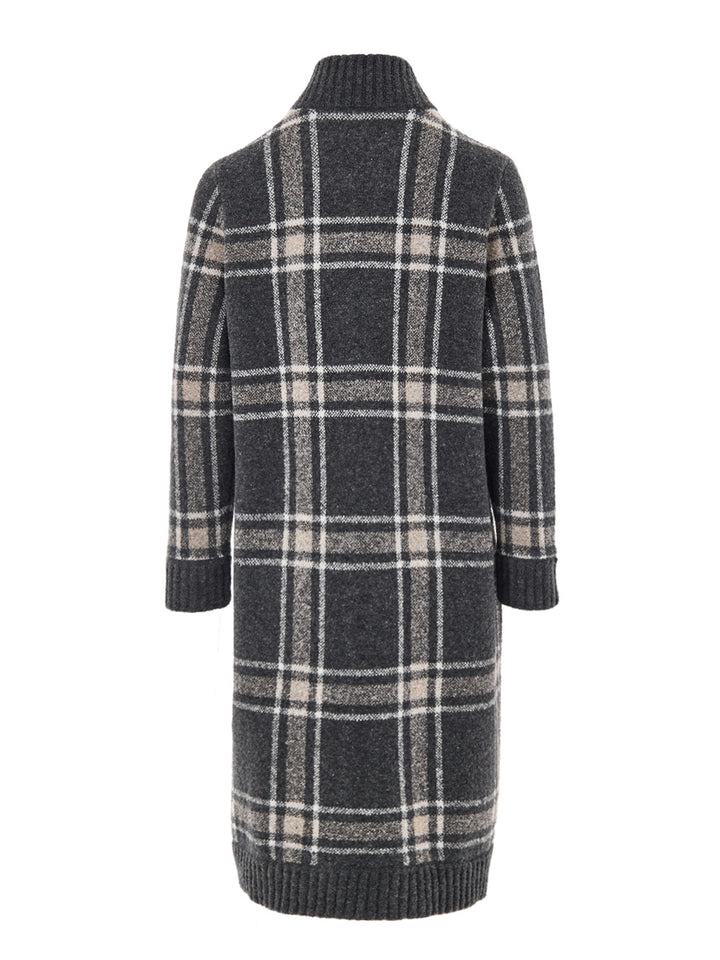 Cappotto in Bouclé Jacquard in Grigio con Maxi Zip Gran Sasso