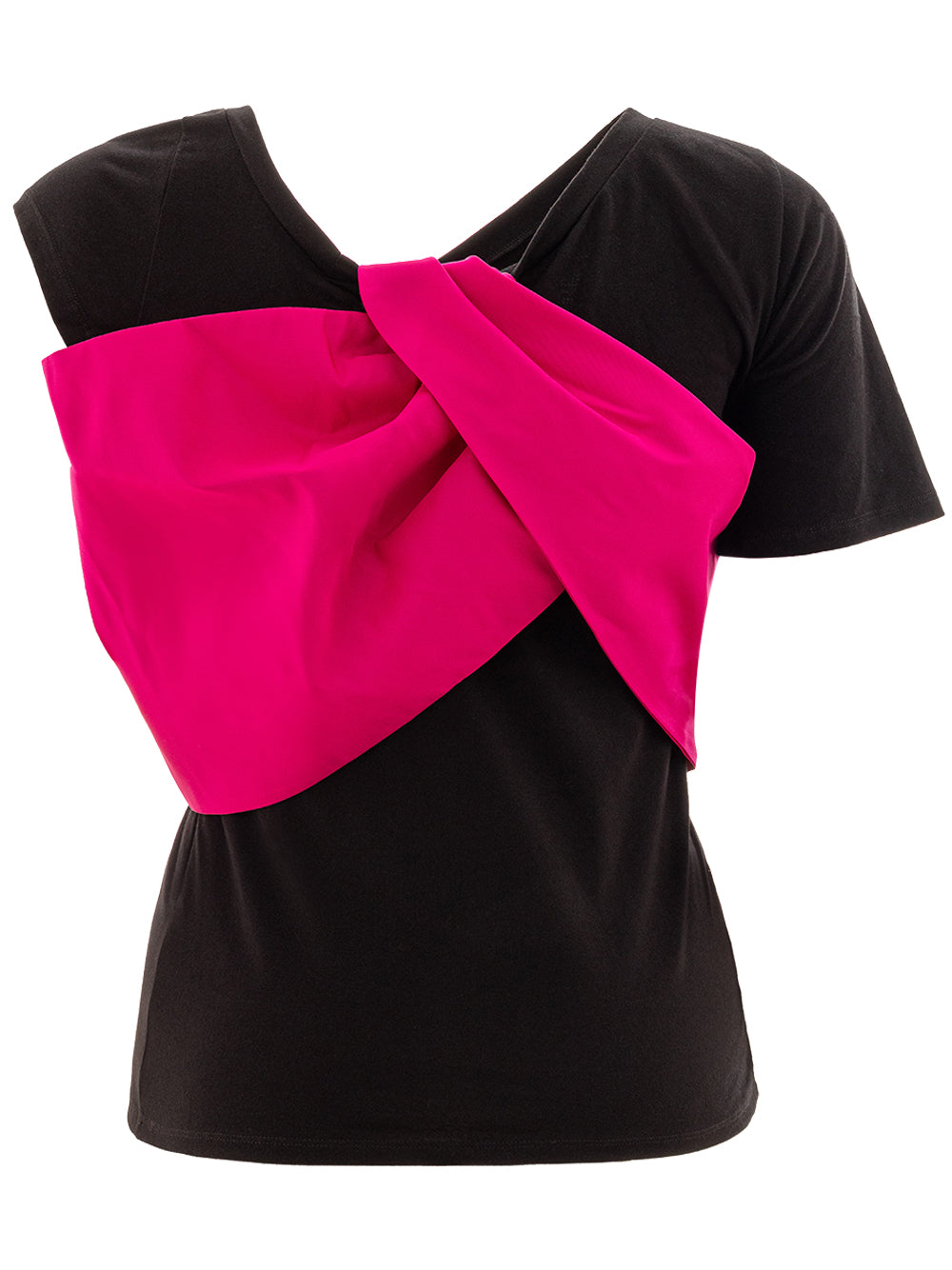 Black T-Shirt with Fuxia Bow Detail Alexander McQueen