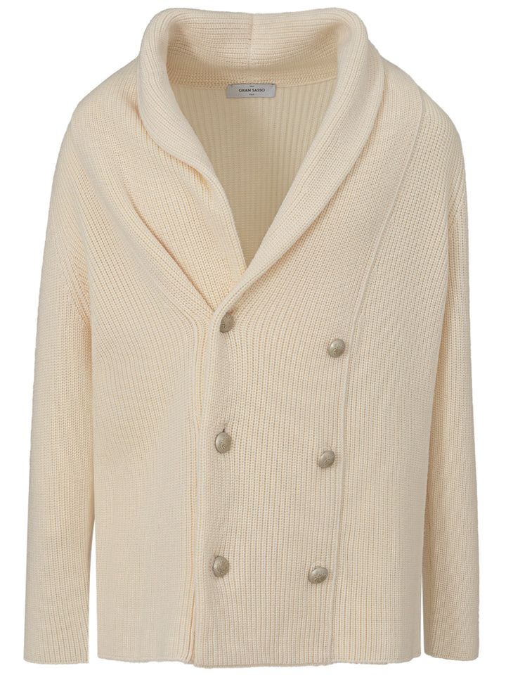 Giacca Cardigan in Lana Bianca Gran Sasso