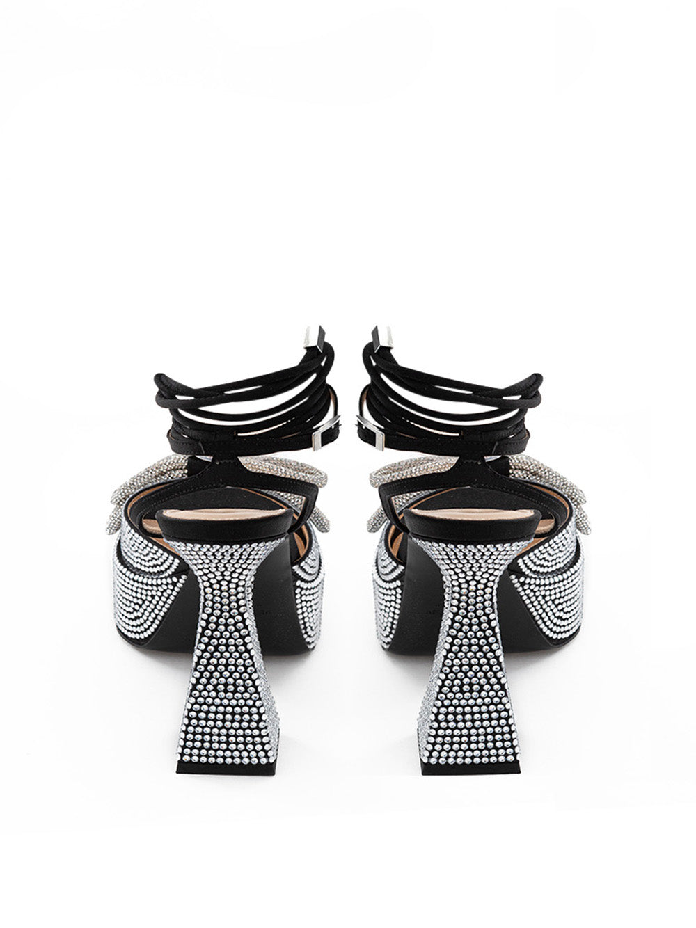 Sandali Plateau Nero con Cristalli Doppio Fiocco Mach & Mach