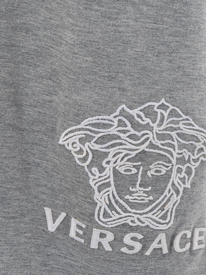 Camiseta gris jaspeado con logotipo Versace