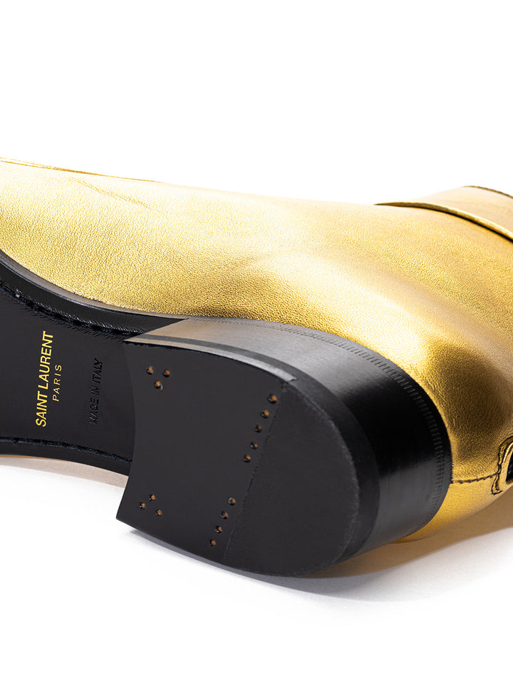 Goldene Stiefeletten aus Saint Laurent-Leder