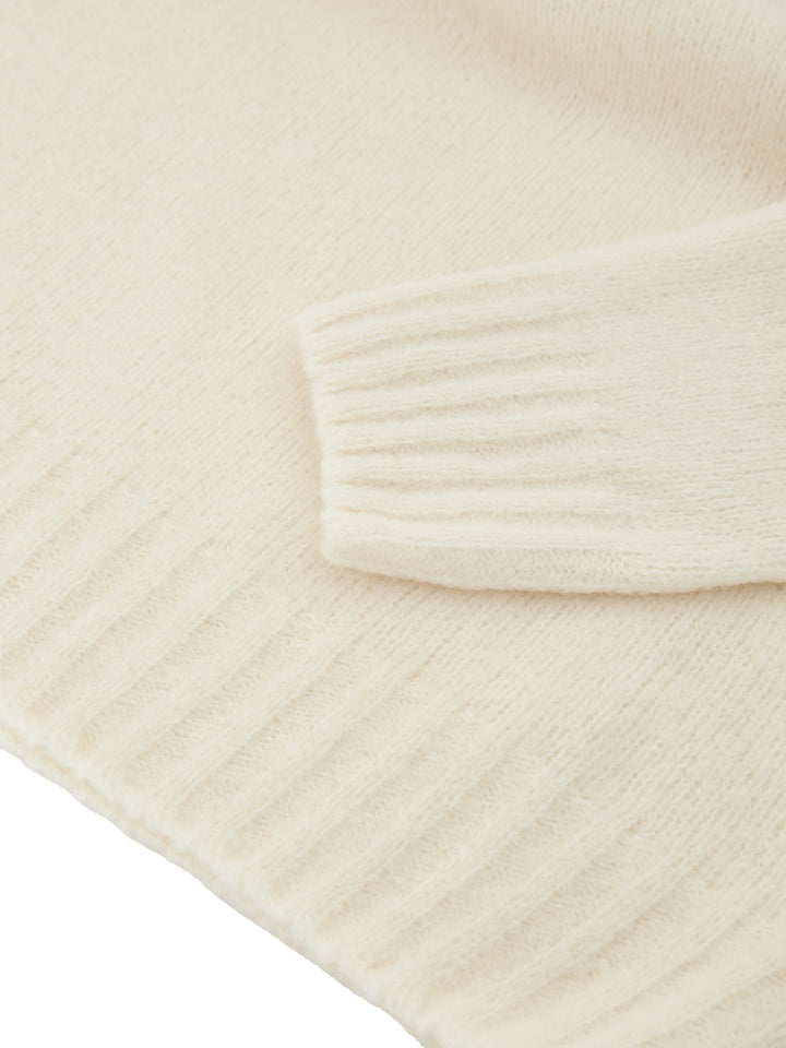 Maglione Dolcevita Bianco in Lana Effetto Bouclé Gran Sasso