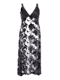 Abito Lungo in Tulle con Stampa Fiori Velvet