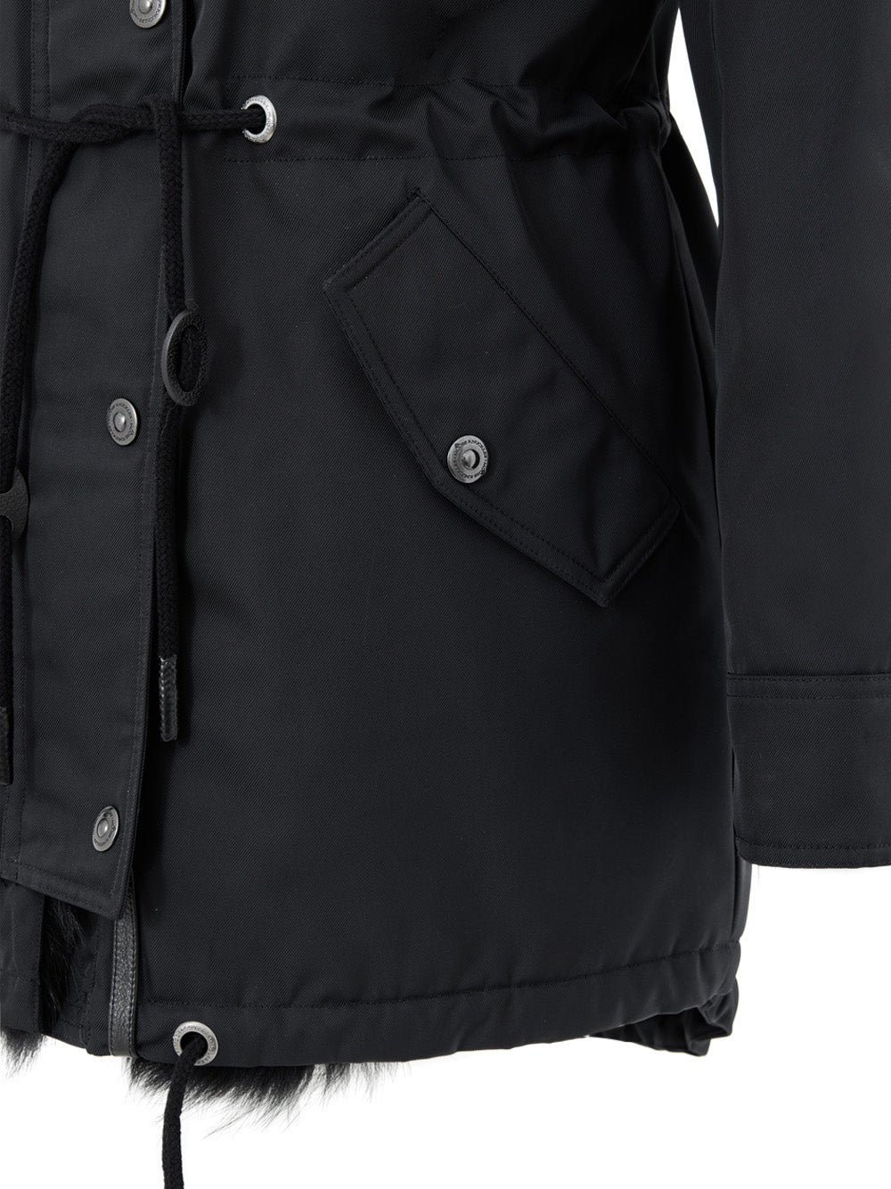 Giubbino Parka Nero in Tessuto Tecnico con Pelliccia Moose Knuckles