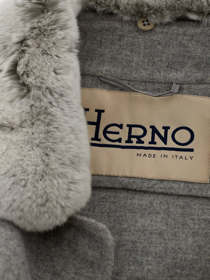 Herno Wool Coat with Fur Collar