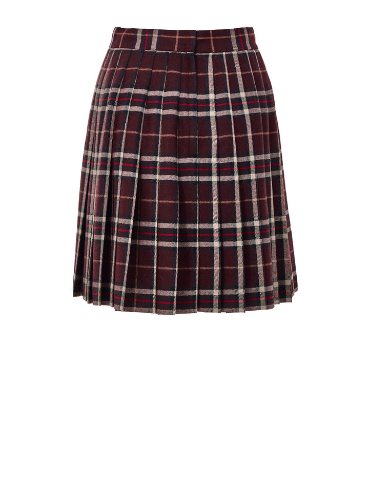 Gonna Scozzese Bordeaux con Pieghe Dolce & Gabbana