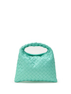Mini-Schultertasche Hop mit Flechtdesign in Türkis Bottega Veneta