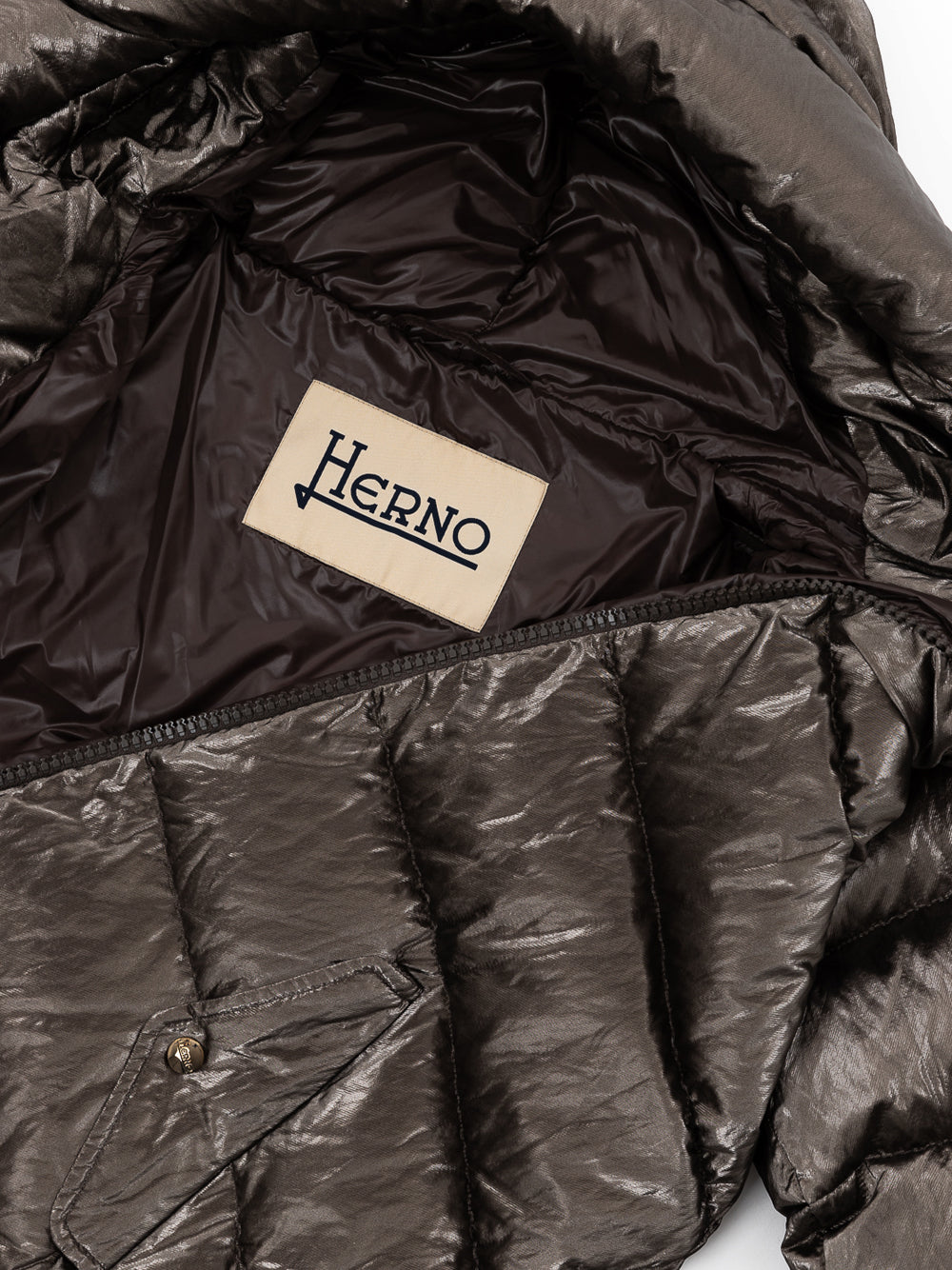 Parka lungo imbottito con cappuccio Herno.