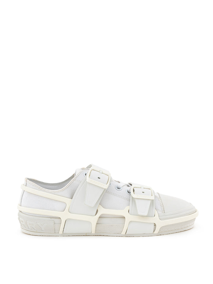 Burberry White Canvas Sneaker with External Rubber Structure