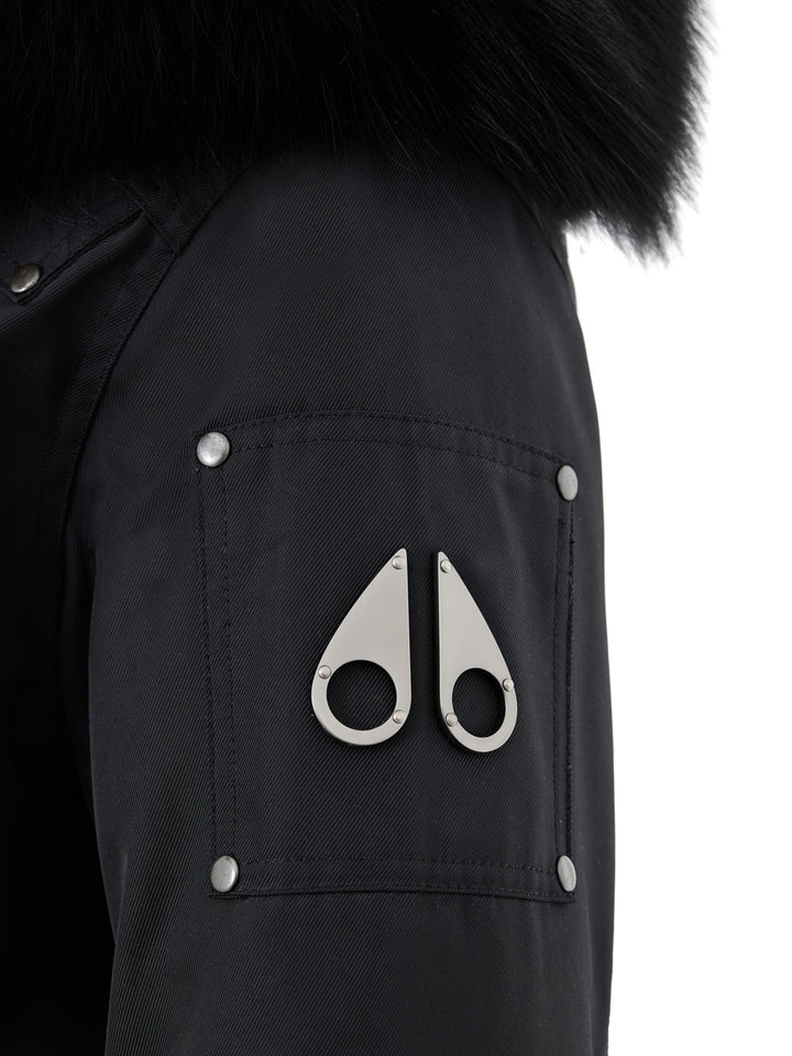 Giubbino Parka Nero in Tessuto Tecnico con Pelliccia Moose Knuckles