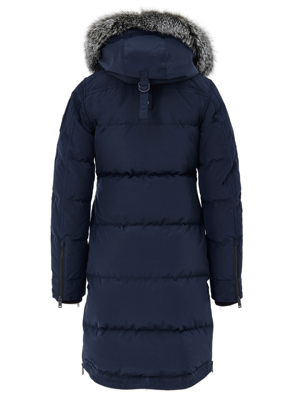 Giubbino Blu Lungo Imbottito con Cappuccio e Pelliccia Moose Knuckles