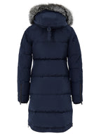 Giubbino Blu Lungo Imbottito con Cappuccio e Pelliccia Moose Knuckles