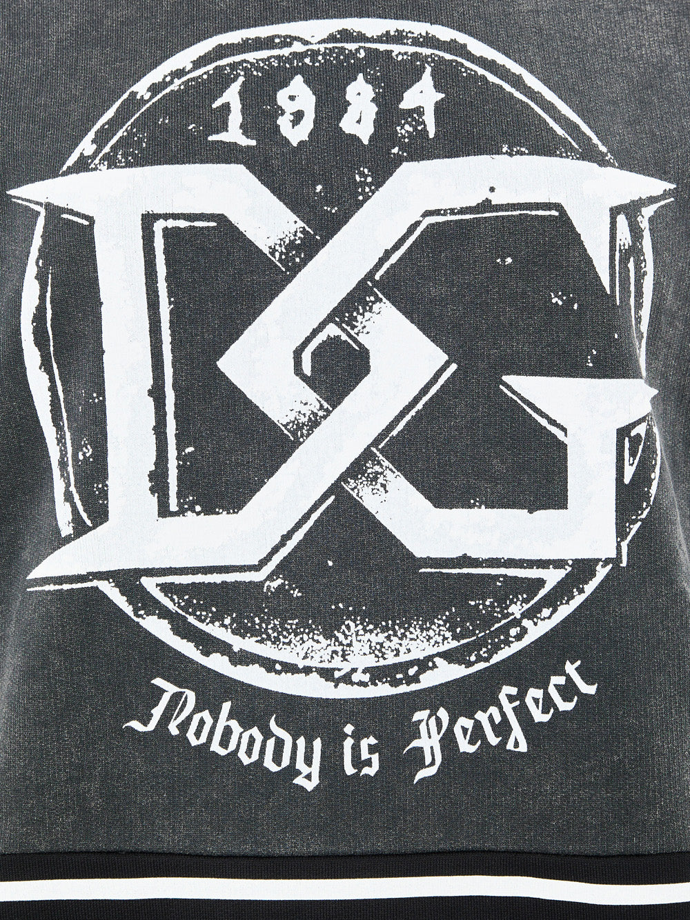 Felpa Nera Délavé con Stampa 'Nobody is Perfect' Dolce & Gabbana