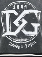 Felpa Nera Délavé con Stampa 'Nobody is Perfect' Dolce & Gabbana
