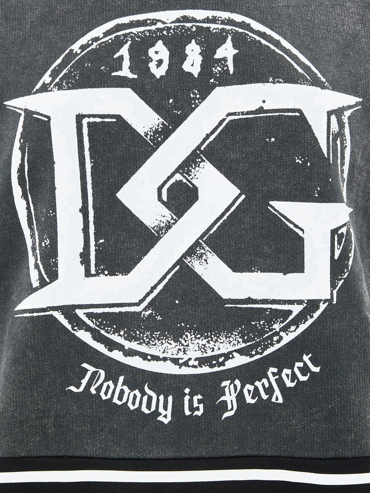 Felpa Nera Délavé con Stampa 'Nobody is Perfect' Dolce & Gabbana