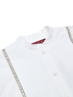 Blusa in Popeline di Cotone Bianco con Decorazioni in Cristalli Gucci