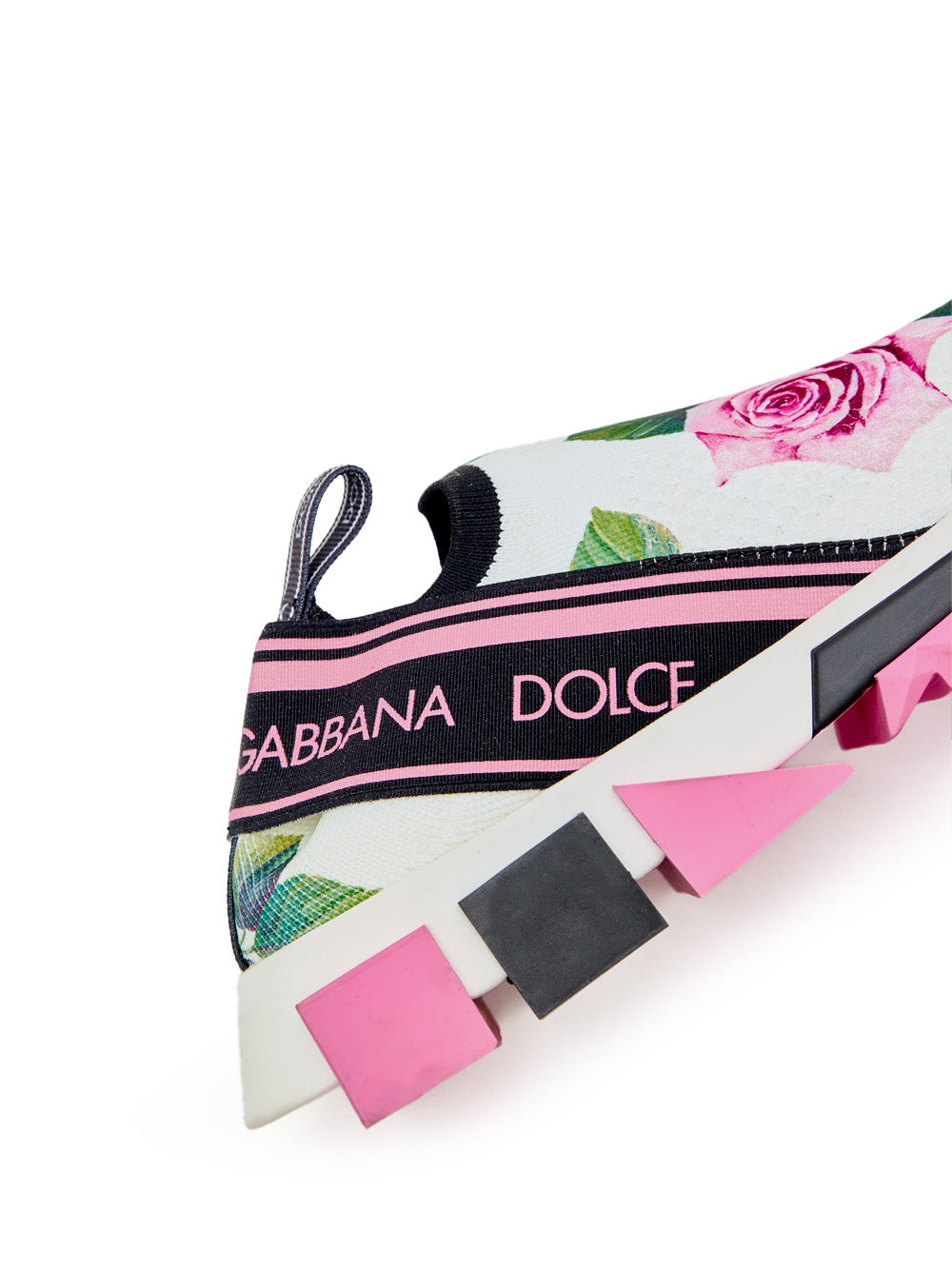 Sneakers in Maglina con Stampa Rose Dolce & Gabbana