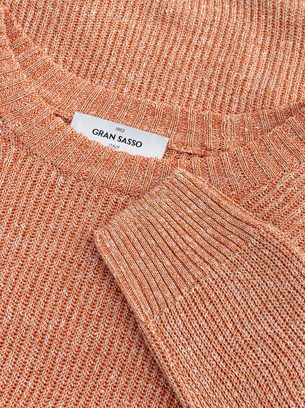 Gran Sasso Orangefarbener Pullover aus Leinenmischung mit Rundhalsausschnitt