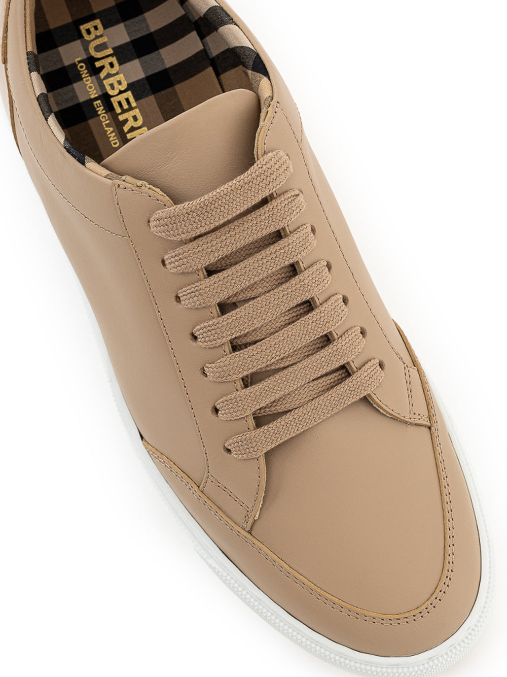 Beigefarbener Ledersneaker von Burberry