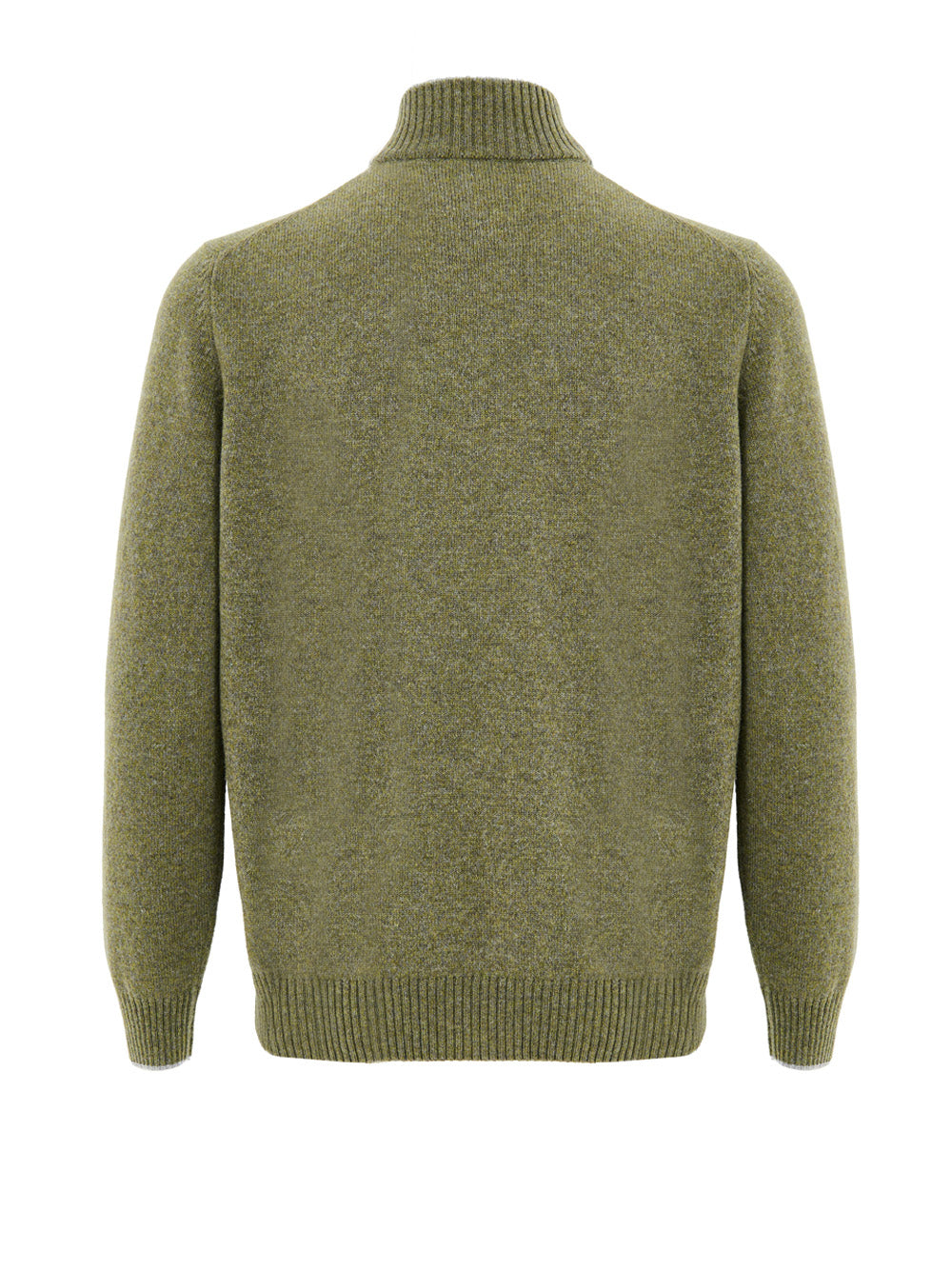 Maglione Lupetto con Mezza Zip in Lana Verde Gran Sasso