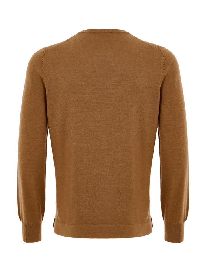 Maglione Girocollo Marrone in Lana Sottile Gran Sasso