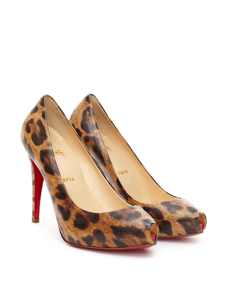 Zapatos de tacón con estampado de leopardo y punta abierta
