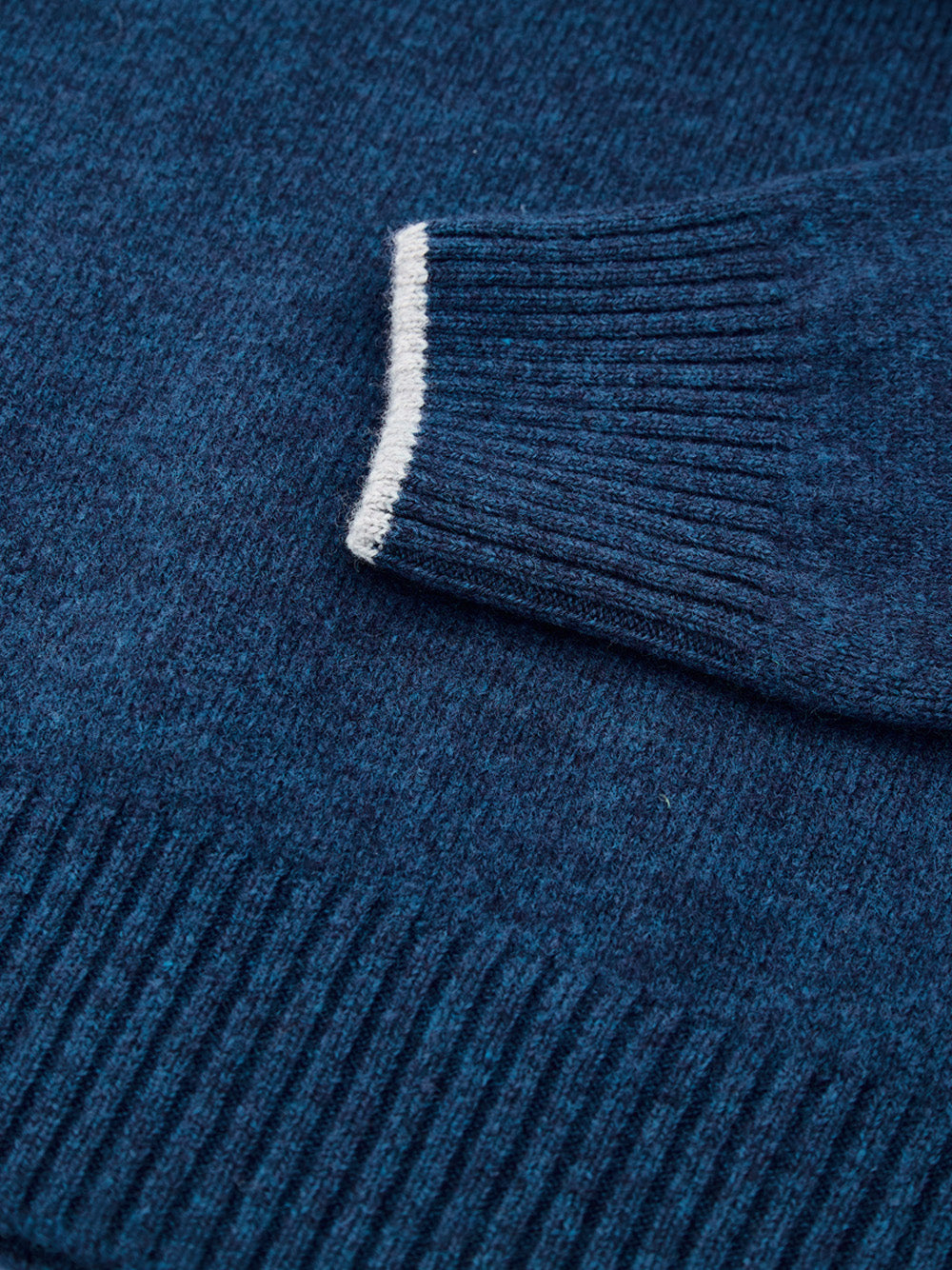 Maglione Lupetto con Mezza Zip in Lana Blu Gran Sasso