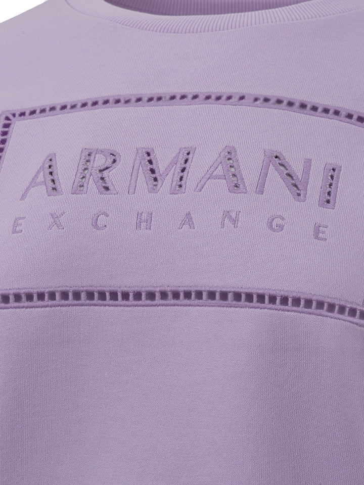 Felpa Glicine con Logo Traforato Armani Exchange