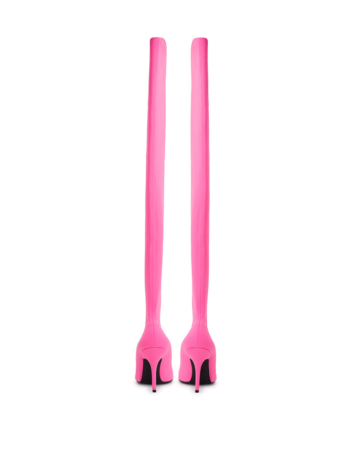 Bota por encima de la rodilla en rosa fluo Knife Balenciaga
