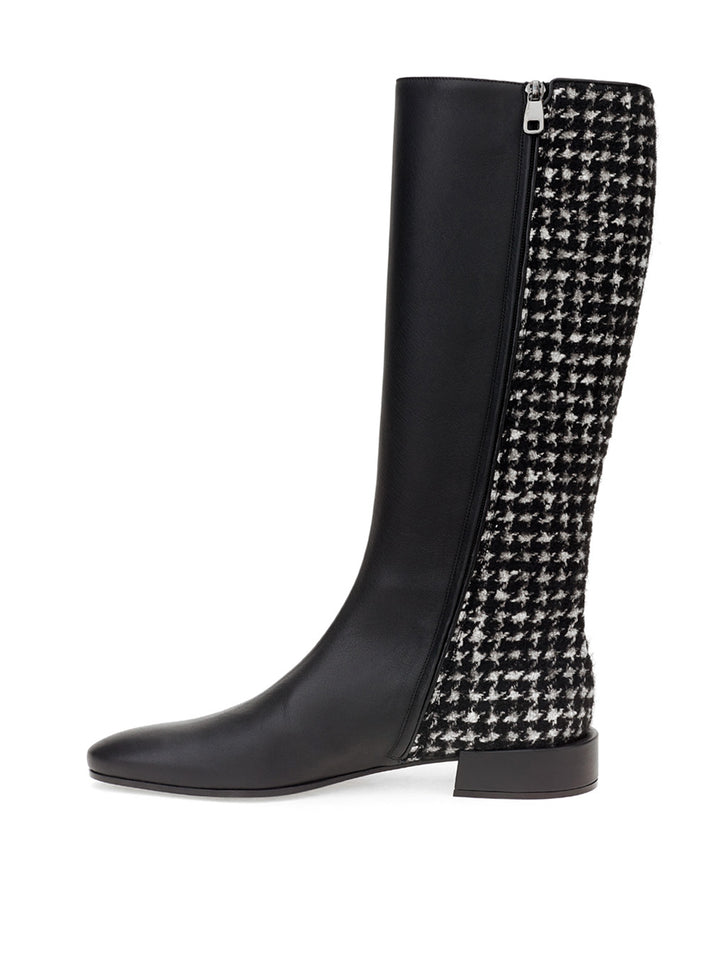 Black Boot with Houndstooth Detail Dolce &amp; Gabbana