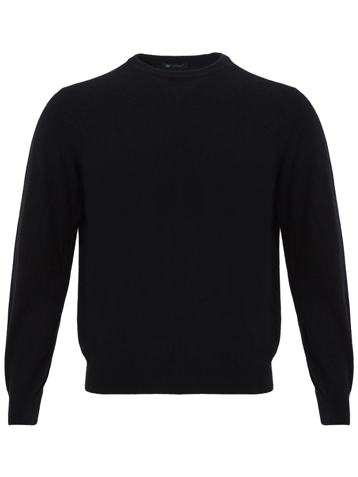 Crewneck sweater in black in Colombo Cashmere