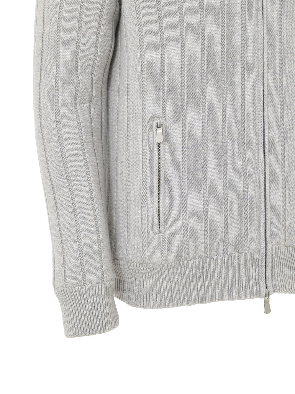 Maglione con Zip Grigio in Lana ed Eco Fur Gran Sasso