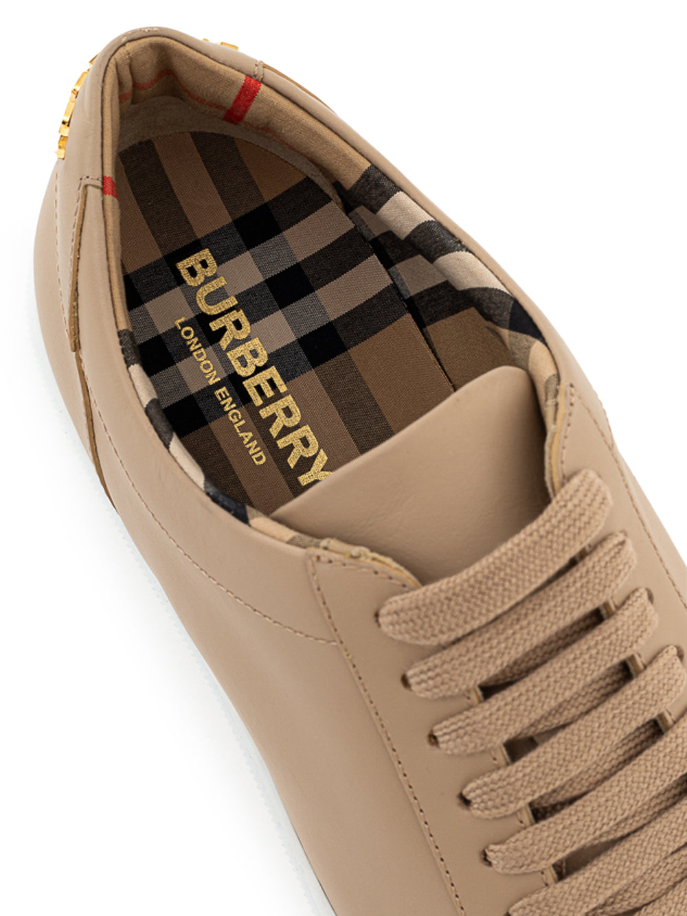 Beigefarbener Ledersneaker von Burberry